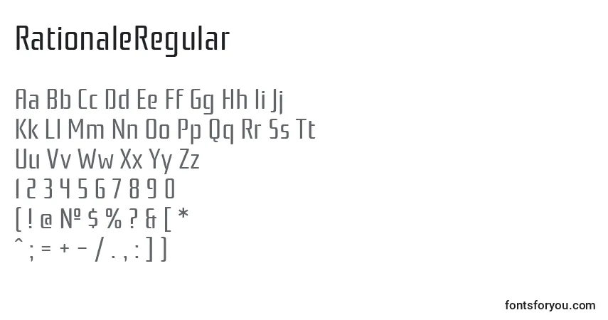 Czcionka RationaleRegular – alfabet, cyfry, specjalne znaki