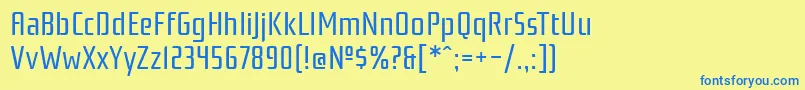 Czcionka RationaleRegular – niebieskie czcionki na żółtym tle