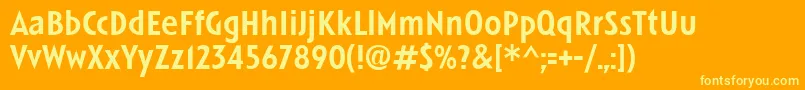 Fonte LinotypeSpitzMedium – fontes amarelas em um fundo laranja