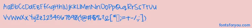 フォントPeameaghan – ピンクの背景に青い文字
