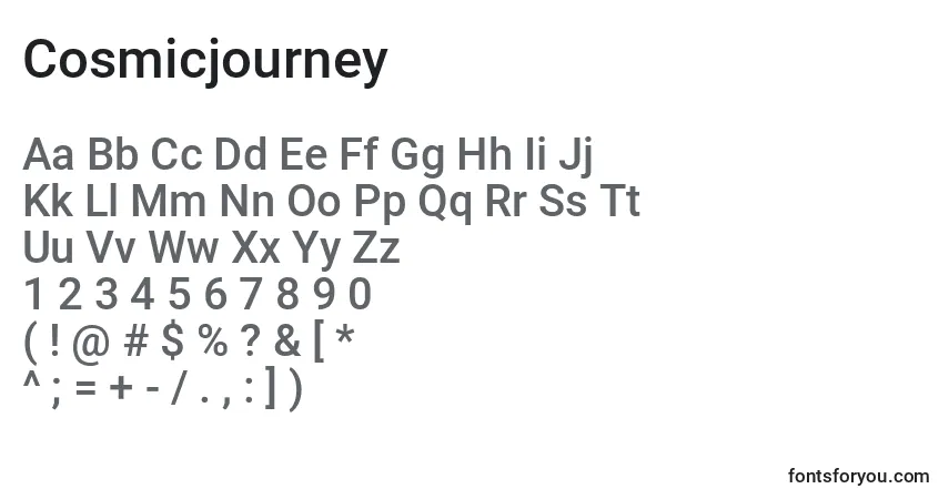 A fonte Cosmicjourney – alfabeto, números, caracteres especiais
