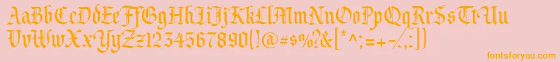 Princevaliant-Schriftart – Orangefarbene Schriften auf rosa Hintergrund