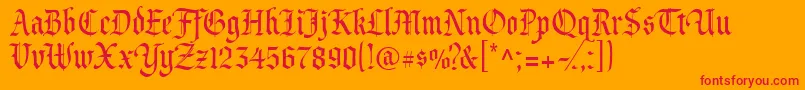 Princevaliant-Schriftart – Rote Schriften auf orangefarbenem Hintergrund