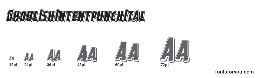 Размеры шрифта Ghoulishintentpunchital