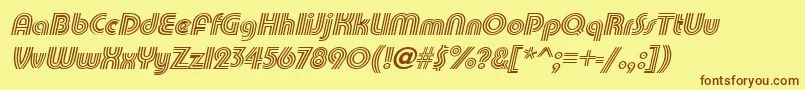 TripleeSlanted-fontti – ruskeat fontit keltaisella taustalla