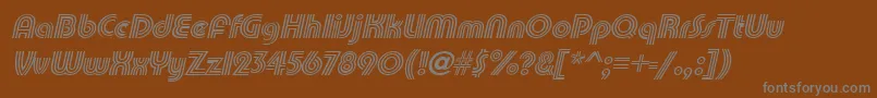 TripleeSlanted-fontti – harmaat kirjasimet ruskealla taustalla