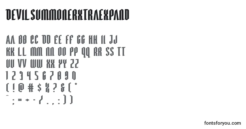Шрифт Devilsummonerxtraexpand – алфавит, цифры, специальные символы