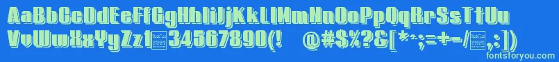 TypolineDemiShadowDemo Font – Green Fonts on Blue Background