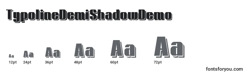 Размеры шрифта TypolineDemiShadowDemo