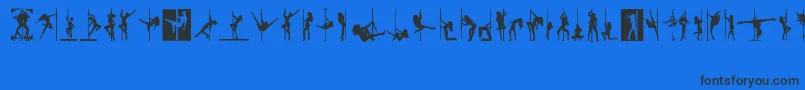 PoleDance-Schriftart – Schwarze Schriften auf blauem Hintergrund