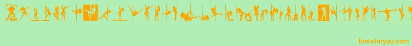 PoleDance-Schriftart – Orangefarbene Schriften auf grünem Hintergrund