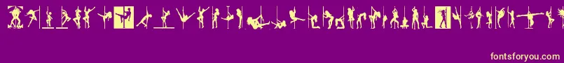 PoleDance-Schriftart – Gelbe Schriften auf violettem Hintergrund