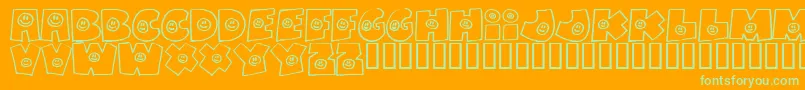 Fonte Fatboysmiles – fontes verdes em um fundo laranja