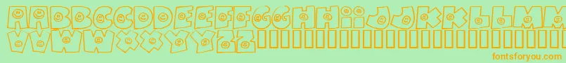 Fonte Fatboysmiles – fontes laranjas em um fundo verde