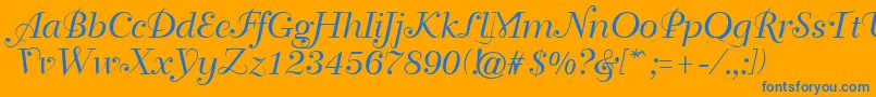 フォントGeTravelscript – オレンジの背景に青い文字