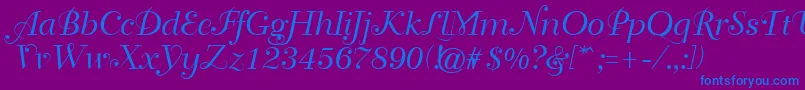 フォントGeTravelscript – 紫色の背景に青い文字