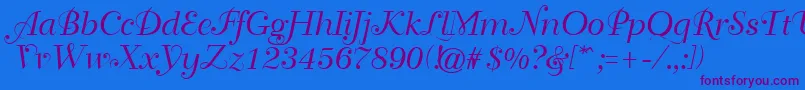 GeTravelscript Font – Purple Fonts on Blue Background