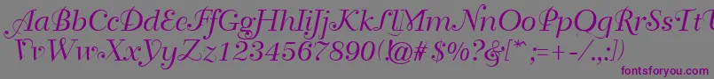 Czcionka GeTravelscript – fioletowe czcionki na szarym tle