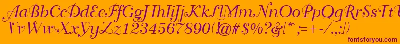 フォントGeTravelscript – オレンジの背景に紫のフォント