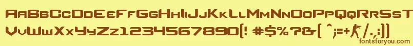 フォントCsRegular – 茶色の文字が黄色の背景にあります。