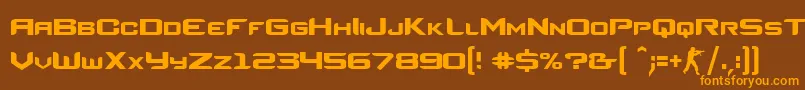 フォントCsRegular – オレンジ色の文字が茶色の背景にあります。