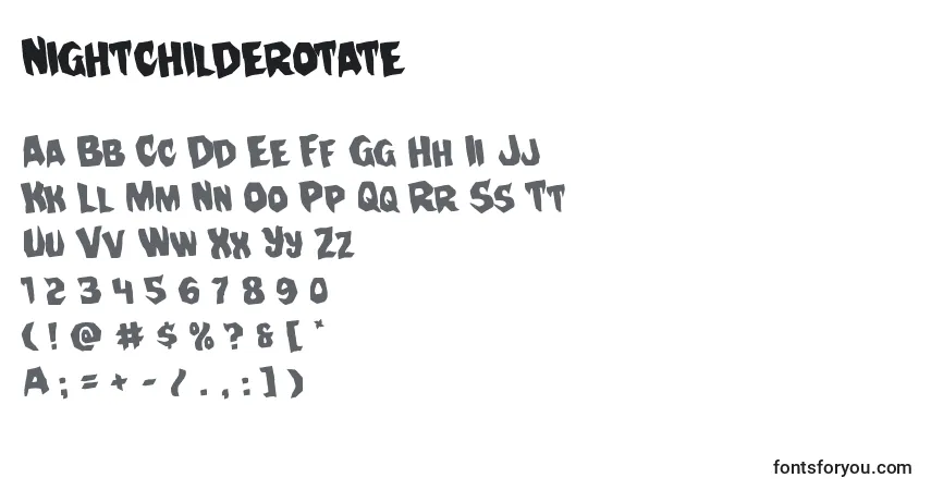 Шрифт Nightchilderotate – алфавит, цифры, специальные символы