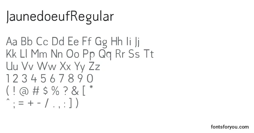 A fonte JaunedoeufRegular – alfabeto, números, caracteres especiais