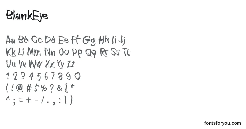 Czcionka BlankEye – alfabet, cyfry, specjalne znaki