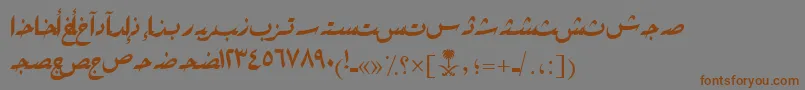 フォントAymRikaSUNormal. – 茶色の文字が灰色の背景にあります。