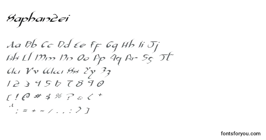 Schriftart Xaphan2ei – Alphabet, Zahlen, spezielle Symbole