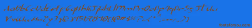 フォントXaphan2ei – 茶色の文字が青い背景にあります。