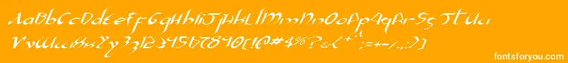 Xaphan2ei-Schriftart – Weiße Schriften auf orangefarbenem Hintergrund