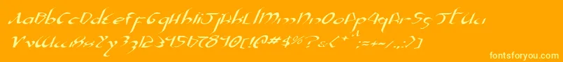 Xaphan2ei-Schriftart – Gelbe Schriften auf orangefarbenem Hintergrund