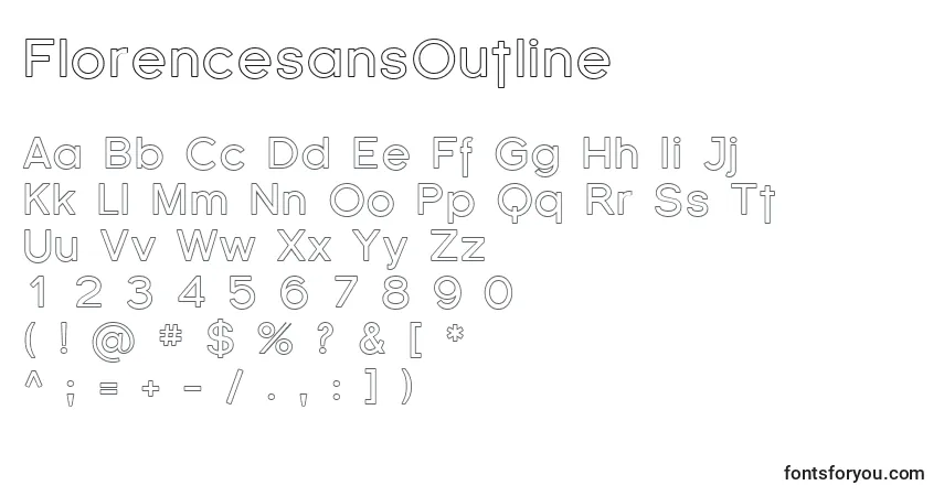 A fonte FlorencesansOutline – alfabeto, números, caracteres especiais