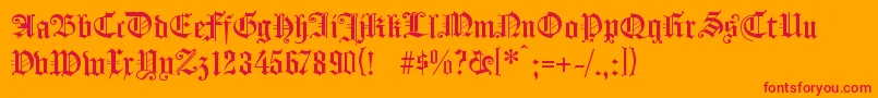 Koeng-Schriftart – Rote Schriften auf orangefarbenem Hintergrund