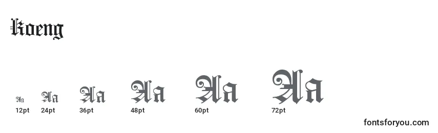 Размеры шрифта Koeng