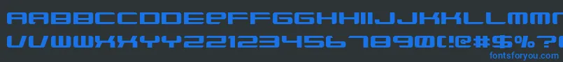 Fonte XenotronBroadstroke – fontes azuis em um fundo preto