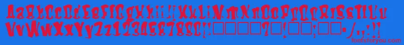 Hitme Font – Red Fonts on Blue Background
