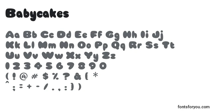 A fonte Babycakes – alfabeto, números, caracteres especiais