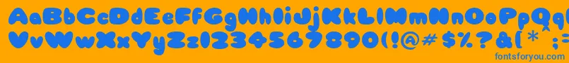 Babycakes-Schriftart – Blaue Schriften auf orangefarbenem Hintergrund