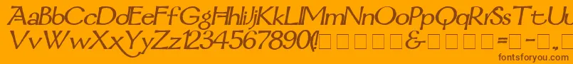 MordredDemiBoldItalic-Schriftart – Braune Schriften auf orangefarbenem Hintergrund