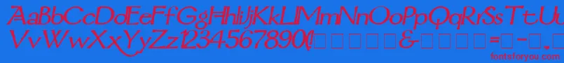 MordredDemiBoldItalic Font – Red Fonts on Blue Background