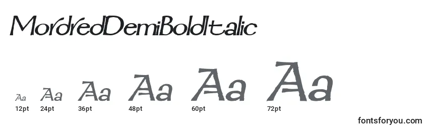 Размеры шрифта MordredDemiBoldItalic