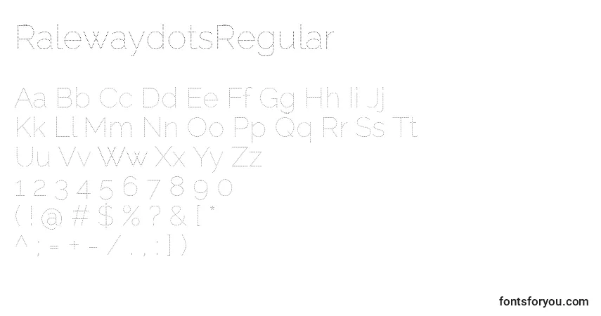 A fonte RalewaydotsRegular – alfabeto, números, caracteres especiais