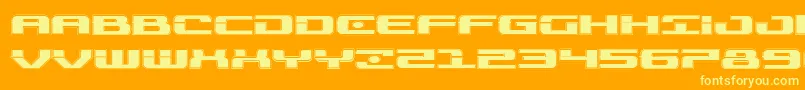 Troopersacadexpand-Schriftart – Gelbe Schriften auf orangefarbenem Hintergrund