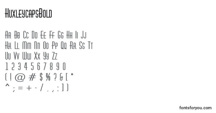 Czcionka HuxleycapsBold – alfabet, cyfry, specjalne znaki