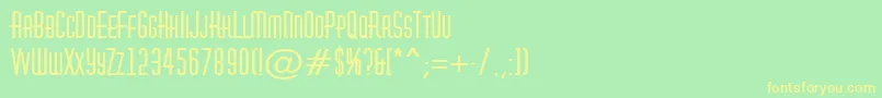 フォントHuxleycapsBold – 黄色の文字が緑の背景にあります