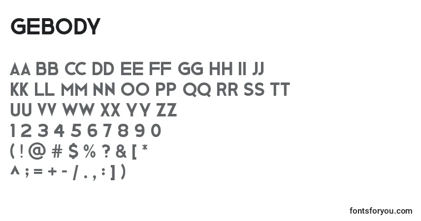 GeBodyフォント–アルファベット、数字、特殊文字