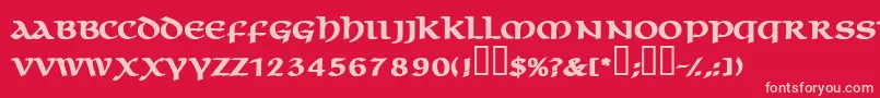 フォントMacedoncapssskBold – 赤い背景にピンクのフォント