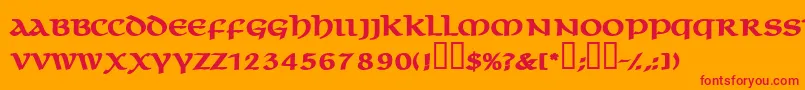 フォントMacedoncapssskBold – オレンジの背景に赤い文字